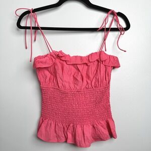 LUSH Women's Size Small Hot Pink Smocked Tank Top NWT‎
